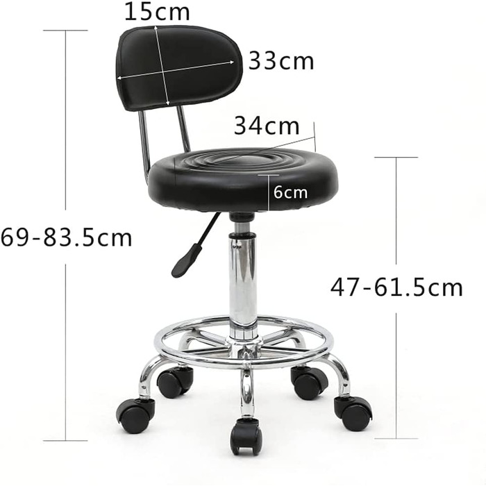 Ергономічний стілець на коліщатках зі спинкою TactFire робочий стілець обертовий стілець стілець на коліщатках обертається на 360 регульований по висоті 48-58 см