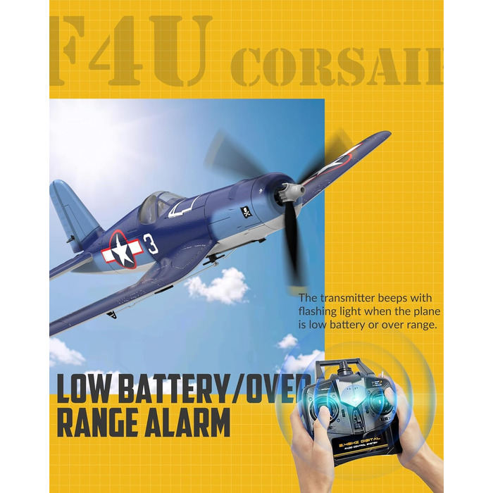 Радіокерований літак Volantexrc F4U Corsair V2 RTF 2.4GHz з USB зарядкою – для початківців, паркфлаєрів, легких польотів
