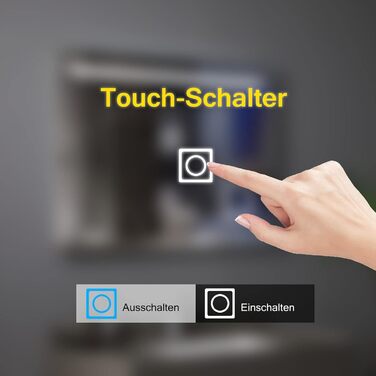 LED дзеркало для ванної кімнати LISA 80x60 см з підсвічуванням, сенсорне регулювання, антизапар, тепле/холодне світло, прямокутна форма