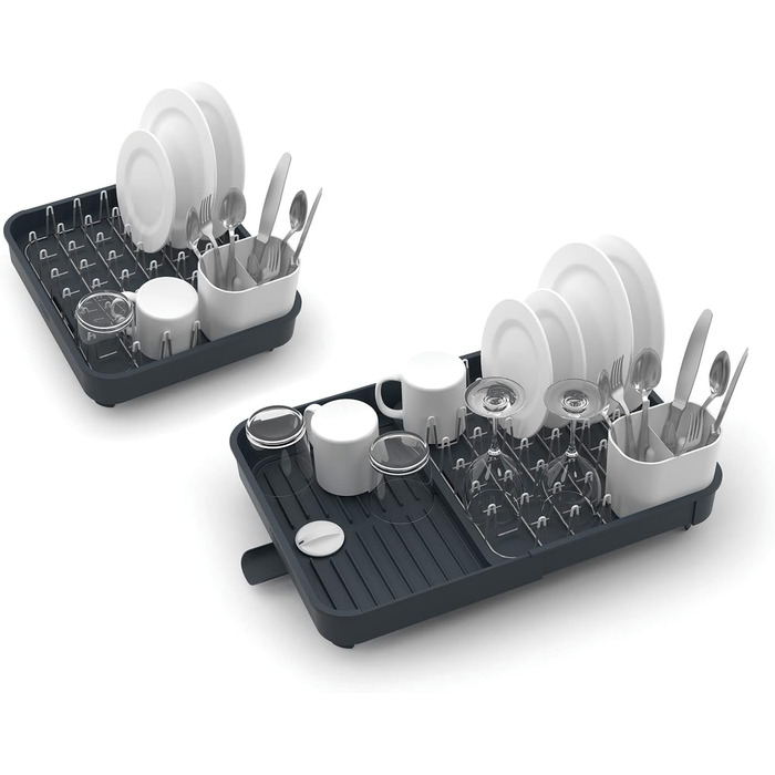 Висувна сушилка для посуду Joseph Joseph Extend з підставкою для столових приборів та виливним краном, сіра, 4 секції