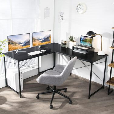 COSTWAY L-подібний кутовий стіл, геймінговий та офісний, 150 x 150 x 74 см (Чорний)
