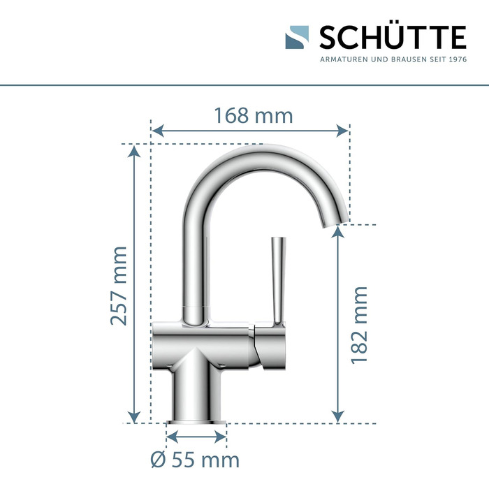 Змішувач для ванної SCHÜTTE 79710 LONDON з висувною лійкою, для миття волосся, однорідний, з комплектом зливу, хром