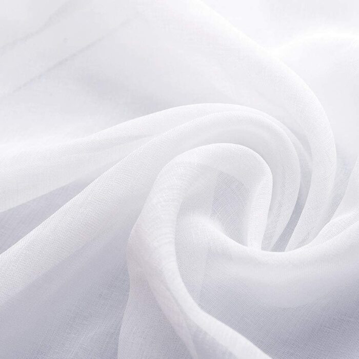 Завіса з вуалі TOPICK з вушками, прозорі фіранки, прозорі марлеві шарфи з вушками для вітальні, спальні, 245 см x 140 см (HxB) (130 х 145 см, білий)