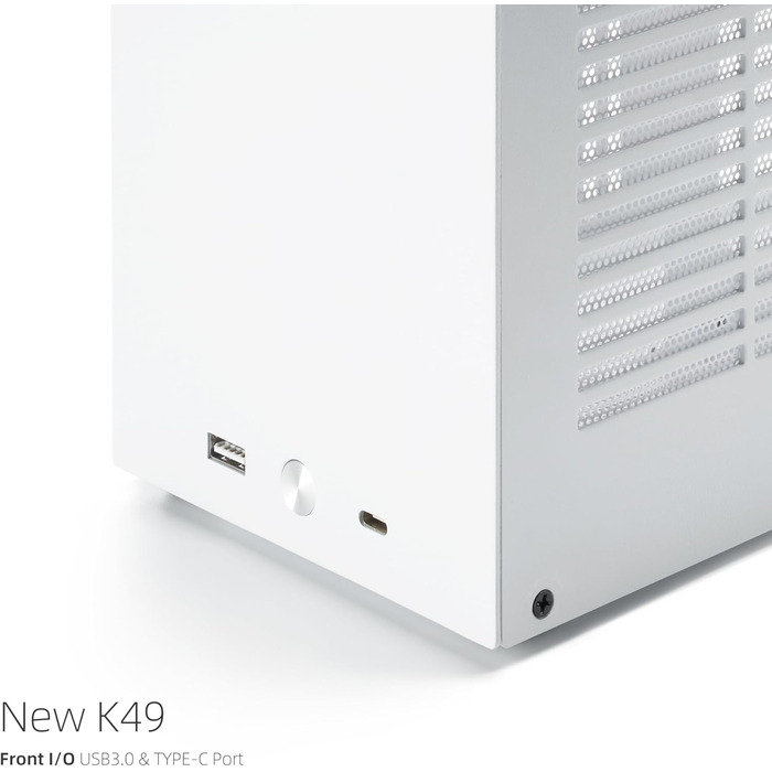 SGPC ITX міні-корпус K49 (сталь), вдосконалена версія K55, сумісний з GPU, 2 ручки, вентиляційна панель, 2 сталеві та 1 акрилова боковини, компактний 6L корпус для ПК