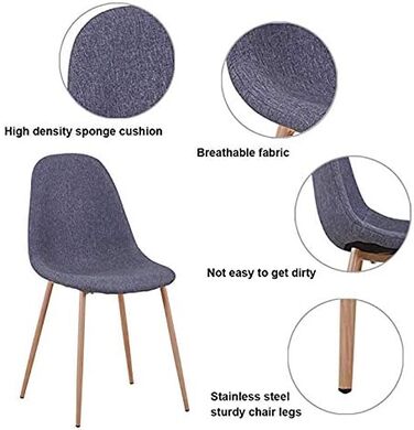 Стілець для їдальні GOLDFAN (4 шт.) з льоновим покриттям, сірий, сучасний дизайн, металеві ніжки