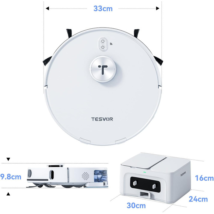 Робот-пилосос Tesvor S8 Pro з функцією миття - 8000Pa, 3-в-1, LiDAR-навігація, 240 хв роботи, керування через додаток/Alexa, для шерсті тварин, килимів та твердих підлог