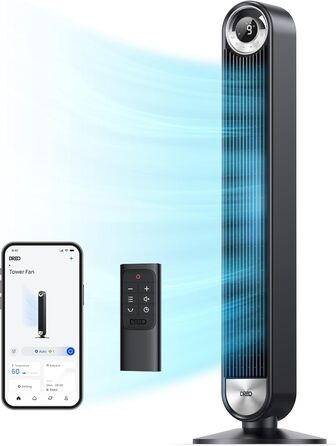 Розумний вежовий вентилятор Dreo Cruiser Pro T2S, 106 см, Wi-Fi, Alexa, 90° осциляція, 9 швидкостей, 4 режими, 12 год таймер, дистанційне керування, чорний