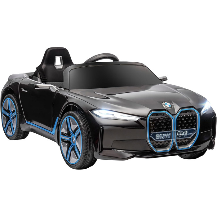Дитячий електромобіль HOMCOM BMW з пультом, фарами, MP3, ременем безпеки, 3-5 км/год, чорний, для дітей 3-5 років