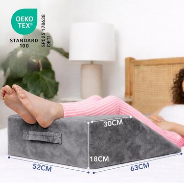 Подушка для ніг Dreamzie для розвантаження вен та підтримки ніг, гіпоалергенна та дихаюча, для дорослих, Made in EU