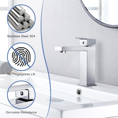 Змішувач для ванної кімнати на мийку, хромований, з висотою 164 мм, однорідний, з гарячою та холодною водою, G3/8