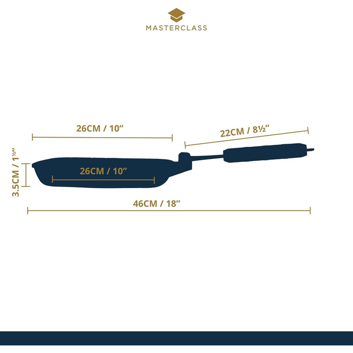Сковорода-гриль MasterClass, 24 см, з антипригарним покриттям, складна ручка, для всіх типів варильних поверхонь