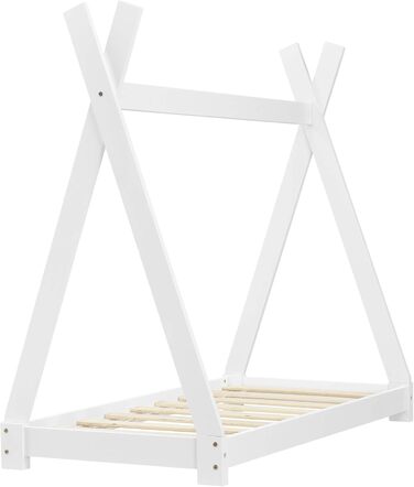 Ліжко дитяче Onejda Tipi, білий колір, 80x160 см, з дерева, en.casa