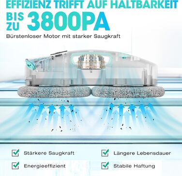 Електричний робот для миття вікон HAUSHOF з розпилювачем, інтелектуальною навігацією, 3800PA, дистанційним керуванням, подвійним захистом, для внутрішніх і зовнішніх скляних поверхонь, у комплекті склоочисник і серветки