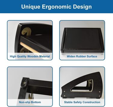 Підставка під ноги StrongTek для столу, дерево, для роботи, 3 положення висоти, ергономічна, антиковзаюча, покращує поставу та кровообіг, до 181 кг, чорна