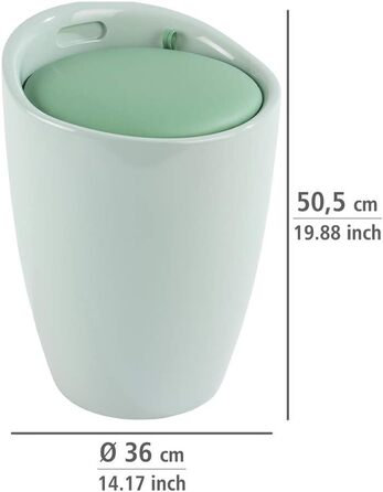 WENKO табурет для ванної кімнати Candy з місцем для зберігання та кошиком для білизни, ABS-пластик, 20 л, Ø 36 x 50,5 см