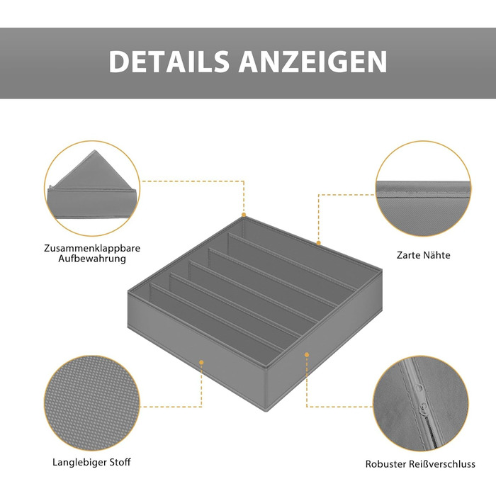 Органайзер для гардеробу Kiximay 6 шт. , складна тканинна коробка для зберігання футболок, нижньої білизни, шкарпеток