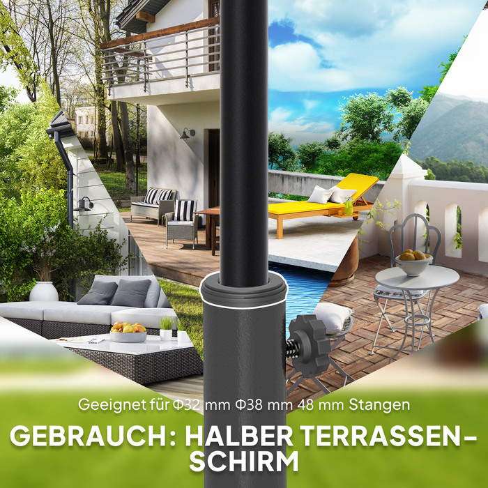 Підставка для парасольки з бетону, напівкругла - утримувач для парасольки, вага для парасольки 32/38/48 мм