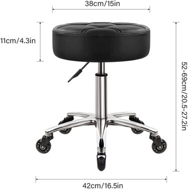 Офісний стілець wkwker товщиною 11 см на коліщатках, поворотний, регульований, зі штучної шкіри, стілець для кухні, стілець для вітальні, офісний, масажний стілець, Чорний