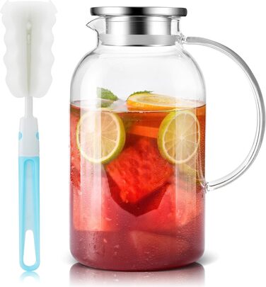 Скляна карафа SUSTEAS 2.0/2.5 л з кришкою для води, соку, кави, чаю та вина