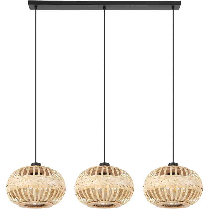 Стійка лампа EGLO Amsfield з металу та бамбуку, чорна, для вітальні та спальні, E27