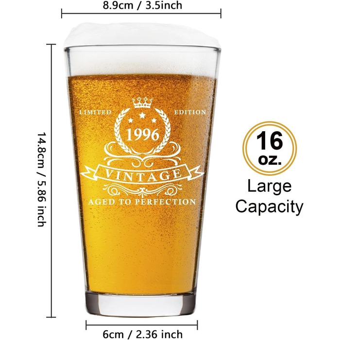 Пивний келих LIGHTEN LIFE 450 мл в дерев'яній подарунковій коробці - Ідеальний подарунок чоловікові на 60 років (1966 рік народження)