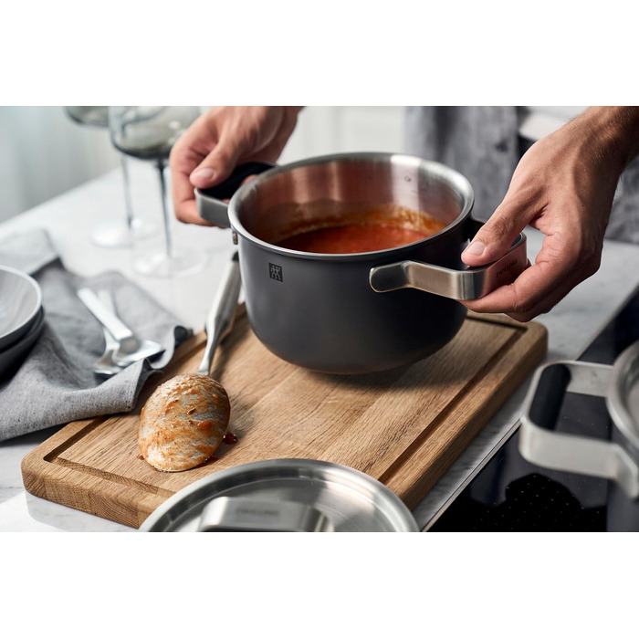 Набір посуду ZWILLING PURE, 5 предметів, з нержавіючої сталі 18/10, керамічне покриття, Stay-Cool ручки, придатний для миття в посудомийній машині (антрацитово-сірий)