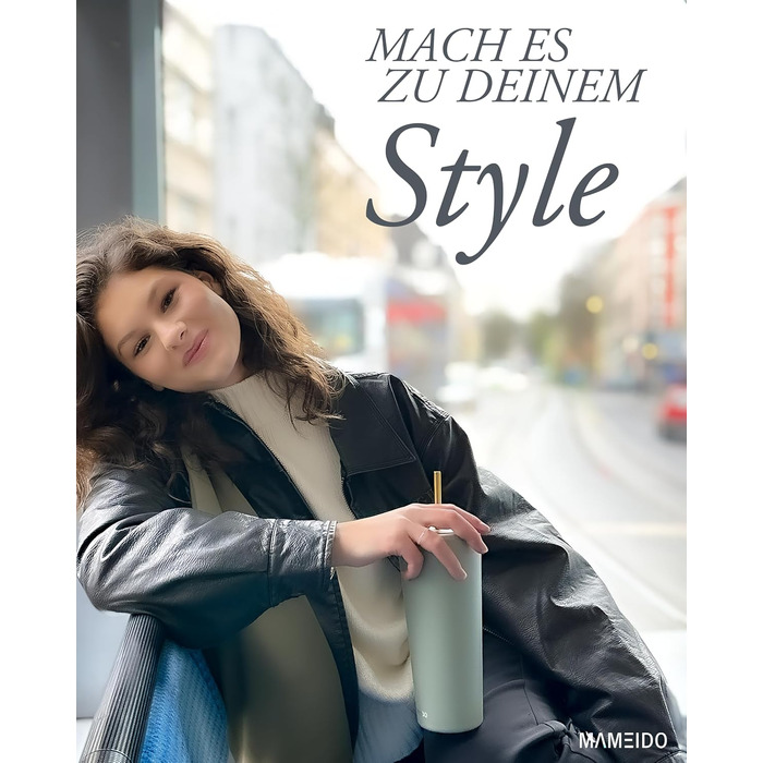 Термокружка MAMEIDO з соломкою 700 мл, з кришкою та соломкою з нержавіючої сталі, подвійні стінки, ізольована, не протікає, для кави з собою (Desert Sage) 700 мл Desert Sage