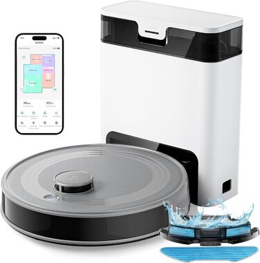 Робот-пилосос LEFANT M2 Plus з картографією, лазерною навігацією, 6000Pa, персоналізованим прибиранням, WiFi/App/Alexa, чорний (M2 Pro Grey)