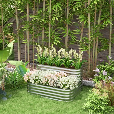 Полиця для рослин Outsunny Flower Shelf Садовий балкон 118x45x30см виготовлений з металу в сріблястому кольорі, міцний і стильний для ваших рослин