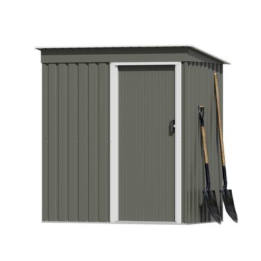 Металевий сарай для інструментів Devoko 96x98x160 см з похилим дахом, сталевий, стійкий до іржі, з рукавичками, замком, для двору, тераси, газону (сірий, S)