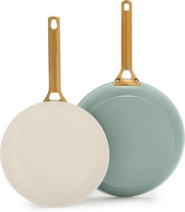 Набір сковорідок GreenPan з антипригарним покриттям, 25.4 см та 30.5 см, кераміка, нержавіюча сталь, посудомийні, для плити та духовки, моховий колір