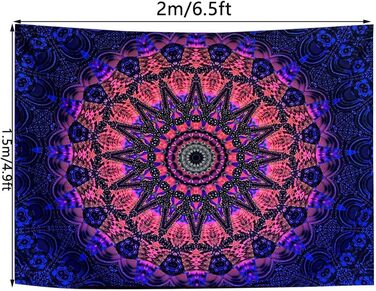 Гобелен Burkfeeg Mandala різнокольоровий 150х200см прикраса стін, пляжний рушник, скатертина