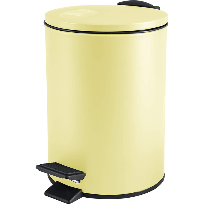 Косметичне відро Spirella об'ємом 5 літрів з нержавіючої сталі з автоматичним опусканням і внутрішнім відром Adelar, відро для ванної кімнати, відро для сміття з м'якою кришкою, сірий (жовтий)