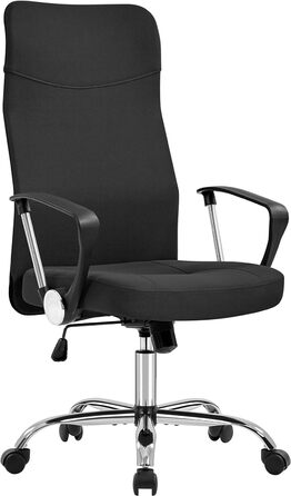 Офісне крісло Yaheetech, ергономічне, поворотне на 360, з підголовником, сітчастою спинкою, поперековою опорою, великим сидінням, чорне