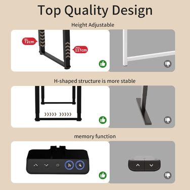 Електричний стіл SOSINYA з регулюванням висоти, 140x60/180x80 см, вуглецеве волокно, для домашнього офісу