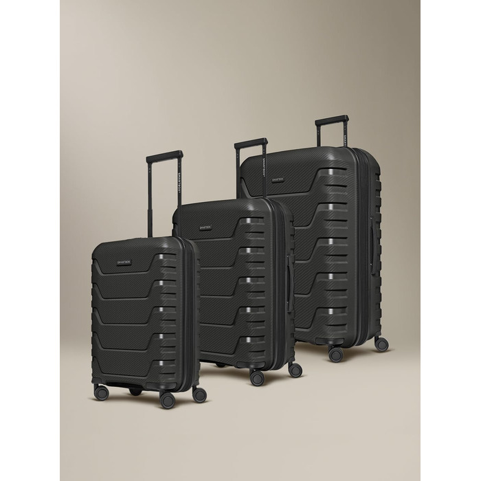 Набір валіз Smartbox Hartschalen 3 шт. | Розширюваний, з TSA-замком, з поліпропілену | Чорний | Для жінок та чоловіків (Edition 01)