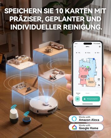 Робот-пилосос Tesvor S8 Pro з функцією миття - 8000Pa, 3-в-1, LiDAR-навігація, 240 хв роботи, керування через додаток/Alexa, для шерсті тварин, килимів та твердих підлог