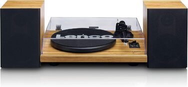Програвач вінілу Lenco LS-500 Hi-Fi з Bluetooth, зовнішні колонки 2x30 Вт, ремінний привід, автозупинка, вбудований передпідсилювач, корпус із МДФ, дуб