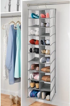 Підвісне сховище mDesign з 20 відділеннями-великий підвісний органайзер для Вішалки для одягу-компактне місце для зберігання взуття та одягу- (світло-сірий)