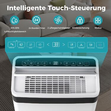 Електричний осушувач повітря COSTWAY 3 режими, 30м², 6.5л бак, таймер 24г, 2 швидкості, тихий режим ≤42dB, 28.5л/день