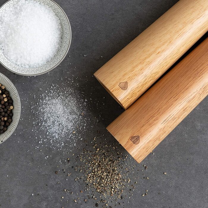 Навариський млин для солі і перцю набір - млин для спецій подрібнювач для спецій - дерев'яна сільничка для перцю-для подрібнення-багаторазового використання (з каучукового дерева)
