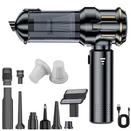 Акумуляторний ручний пилосмок 4-в-1, бездротовий пилосос та електричний обдув 22000Па, 3 режими, для авто, дому, кухні та шерсті тварин, чорний