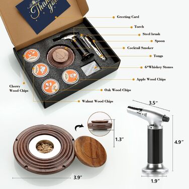 Набір для копчення коктейлів: 4 дерев'яні чіпси, аксесуар для віскі, коктейлів, кави, бурбону та м'яса