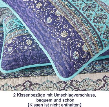 Покривало Boho 220x240 з 2 наволочками 50x75, стьобане для двоспального ліжка/дивана (богемне)