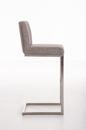 Барний стілець Paros з нержавіючої сталі, оббивка з тканини, з підлокітником та ергономічною підніжкою, сірий