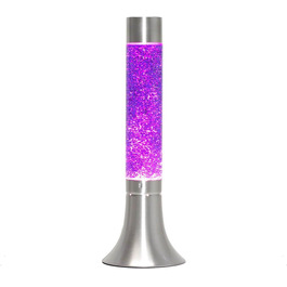 Лава лампа скляна алюмінієва в сріблясто-фіолетовому блиску вітальня H37,5 см G9 вкл. лампочку ретро настільна лампа блиск YVONNE фіолетовий блиск,срібло