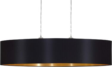 Підвісний світильник EGLO Maserlo, текстильний підвісний світильник на 2 полум'я, овальний підвісний світильник зі сталі та тканини, колір матовий нікель, чорний, золотий, цоколь E27, L 100 см Підвісний світильник, довжина 1 000 мм