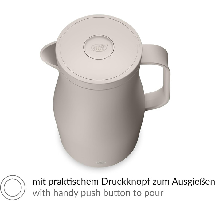 Термос Alfi ECONSCIOUS 1.0л з термоізоляційним вкладишем з біопластику, гігієнічний, з поворотним кришкою та кнопкою, для зручного наливання однією рукою, ідеальний для кави та чаю, без BPA (Oatmeal Beige)