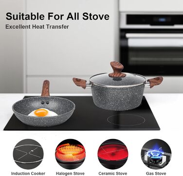 Набір посуду з антипригарним покриттям, 11 предметів, керамічне покриття (HC2022-11C)