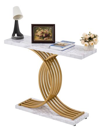 Вхідний консольний столик VEVOR 100 см - вузький, міцний, з металевим каркасом. Ідеально для передпокою, вітальні, спальні. Витримує до 49,9 кг.